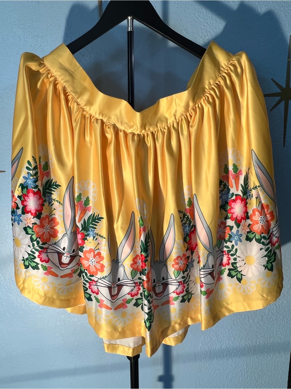 Unique Vintage Bugs Bunny Yellow Floral skirt